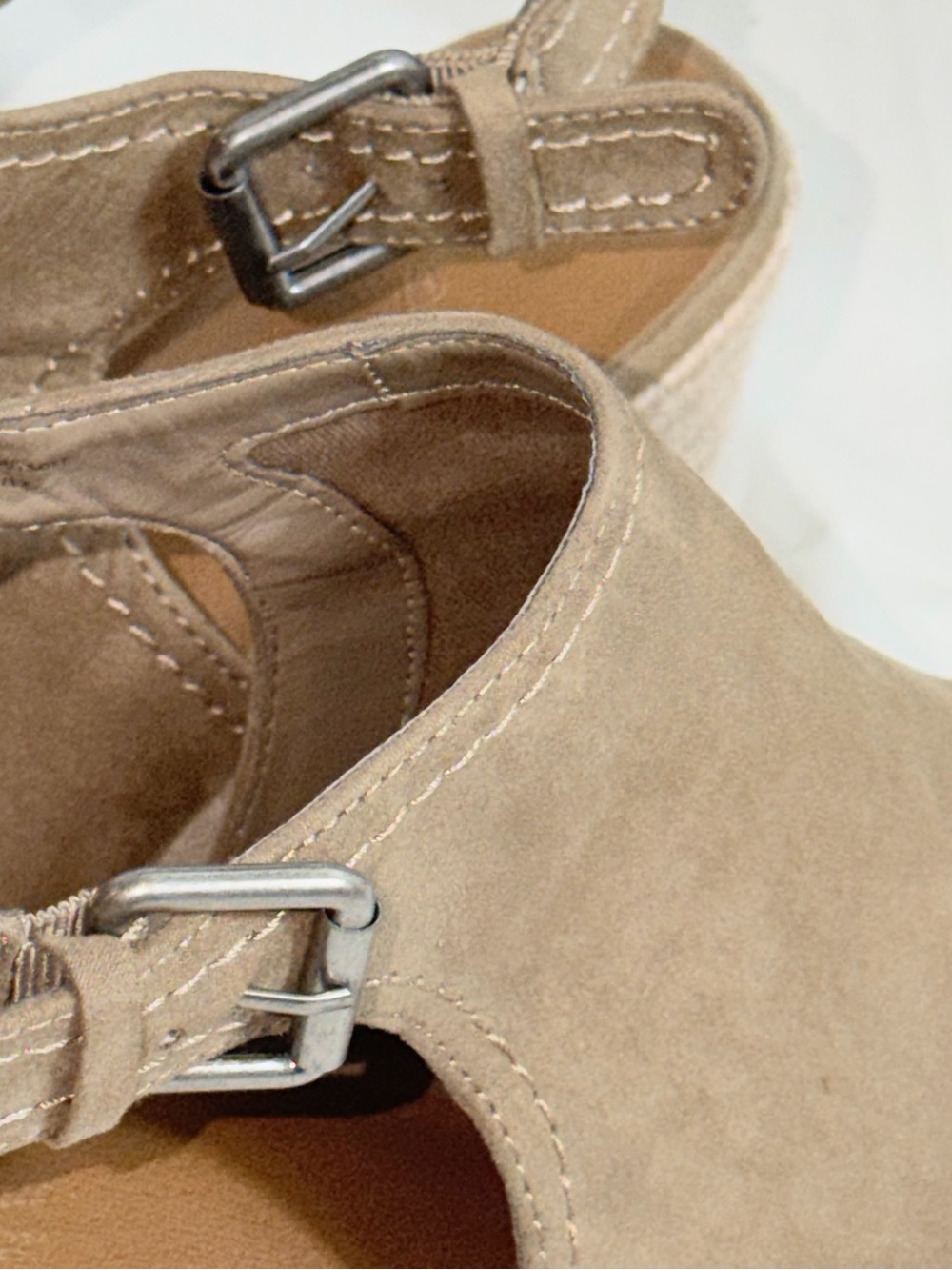 Universal Thread Beige Suede Espadrille Platform Wedge Sandals Peep Toe Size 11 - Picture 6 of 13
